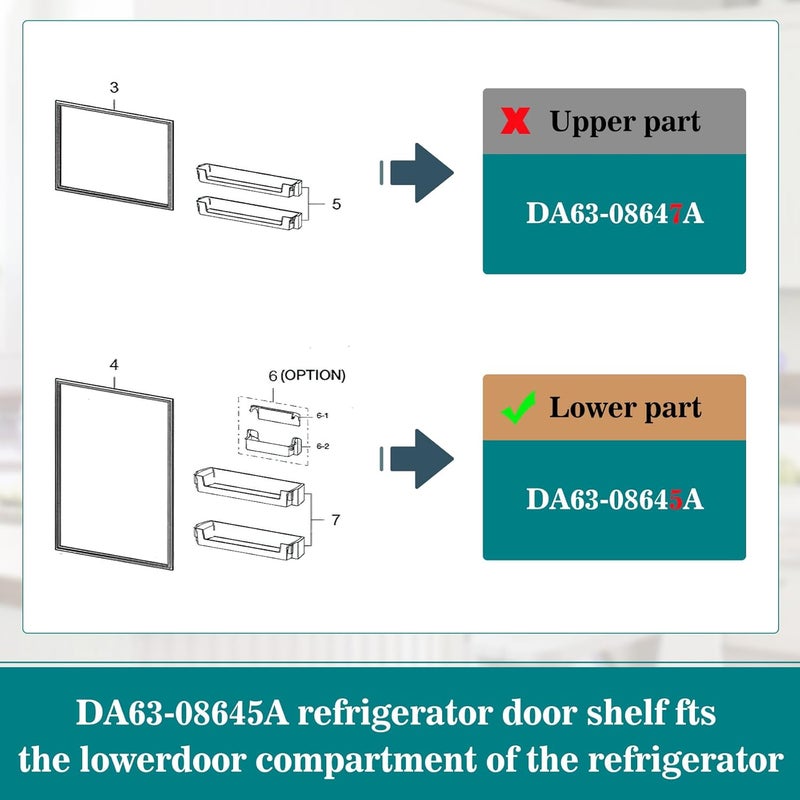 Garsoo DA63-08645A Door Shelf Bin (OEM) Compatible with samsung RT18M6215SG, RT18M6215SR, etc, Part Number: PD00044855,4864777, AP6241328, PS12082570, EAP12082570 - Image 4
